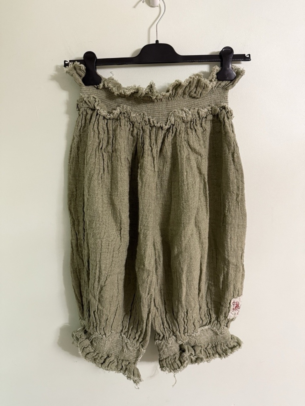 Magnolia Pearl Love Collection Linen Ruffle Sage Green Bloomer Trousers One Size